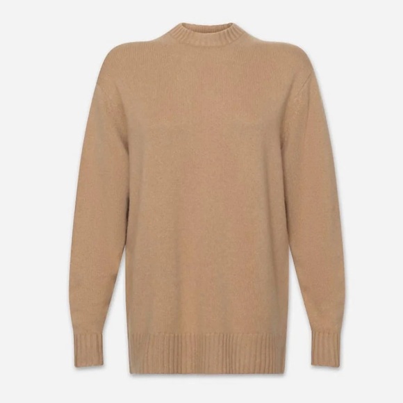 NEW Frame Boyfriend Cashmere Crew in light camel small oversized pullover knit,New Products : American Fashion Style Bags On Sale
